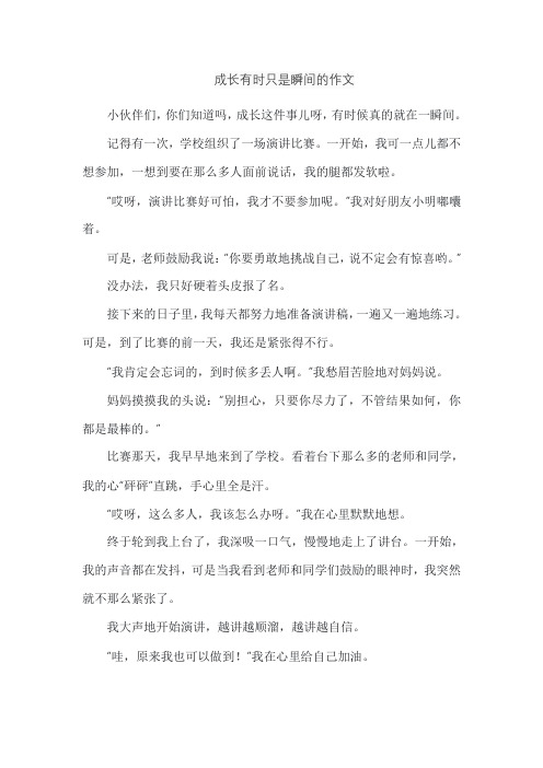 成长有时只是瞬间的作文