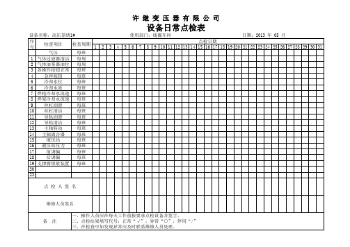 高压箔绕点检表