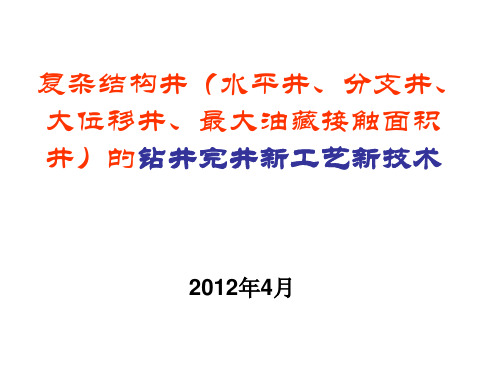 复杂结构井钻完井新工艺新技术