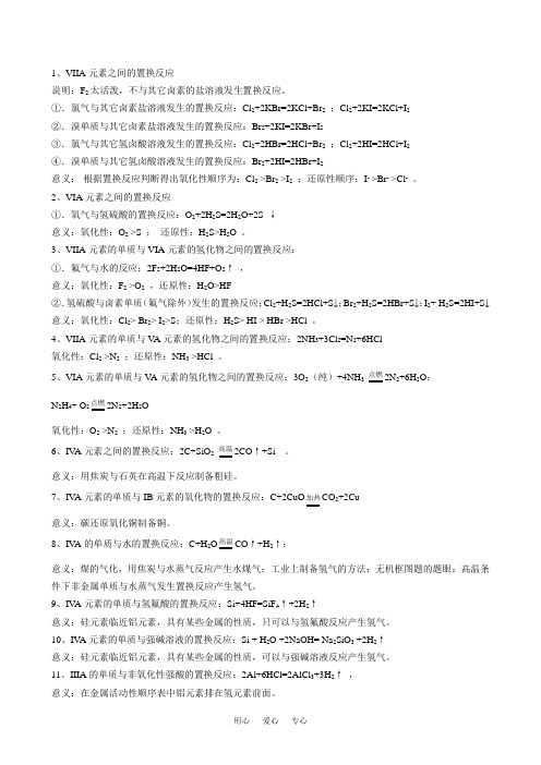 高中化学22种置换反应类型及其意义