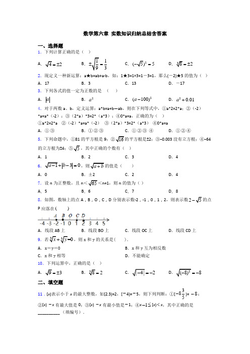 数学第六章 实数知识归纳总结含答案