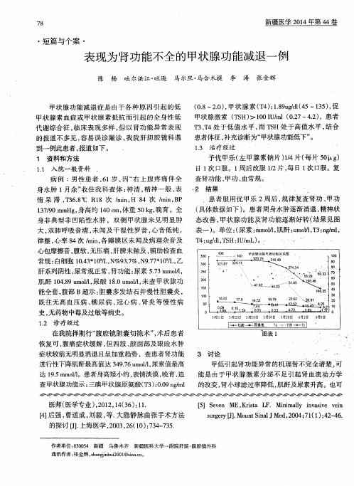 表现为肾功能不全的甲状腺功能减退一例