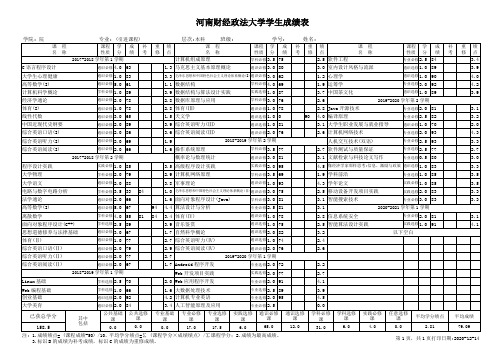 河南财经政法大学学生成绩表