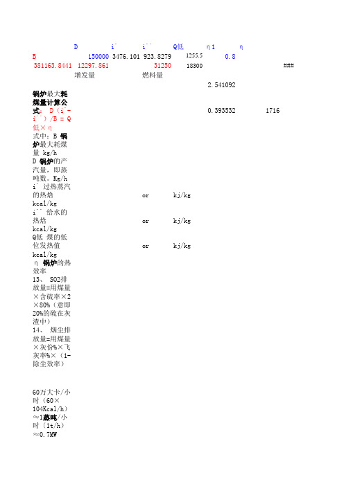 锅炉最大耗煤量计算