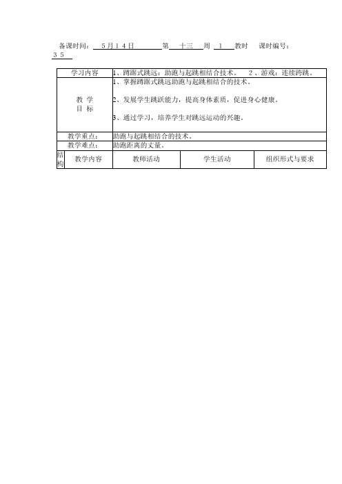 蹲踞式跳远：助跑与起跳相结合技术 体育教学设计