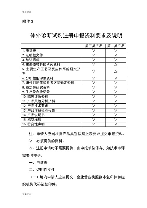 体外诊断试剂注册申报资料要求及说明书