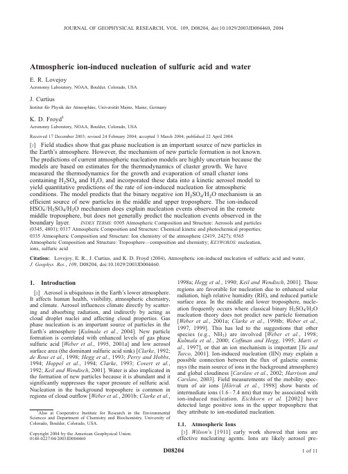 2004_Lovejoy_Atmoshperic ion induced nucleation of sulfuric acid and water