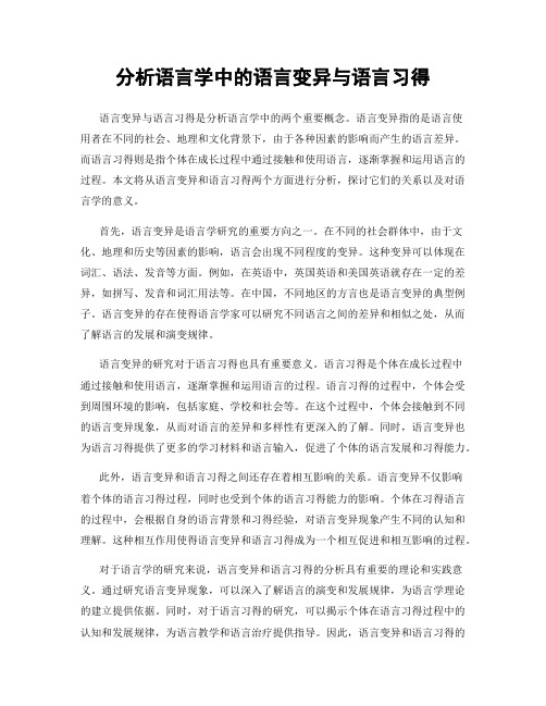 分析语言学中的语言变异与语言习得