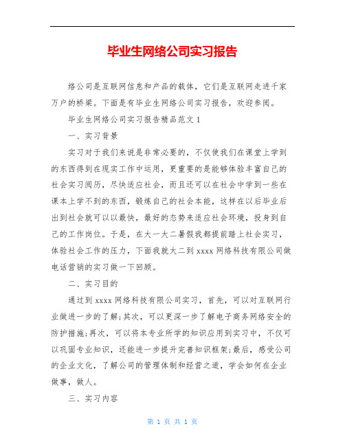 毕业生网络公司实习报告