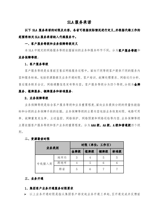 SLA服务标准【范本模板】