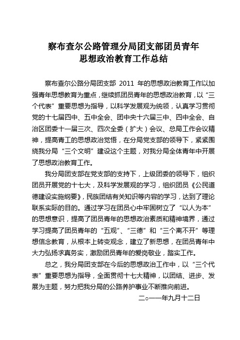 团员青年思想政治教育工作总结