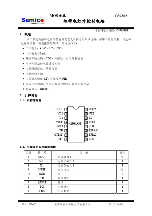 CS9803 人体感应IC