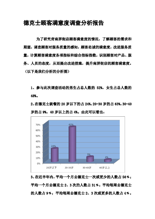 德克士顾客满意度调查分析报告