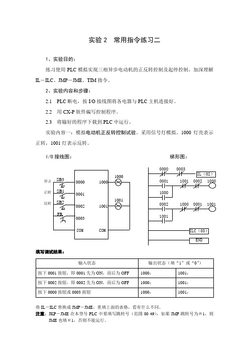 CX-P实验2常用指令练习二