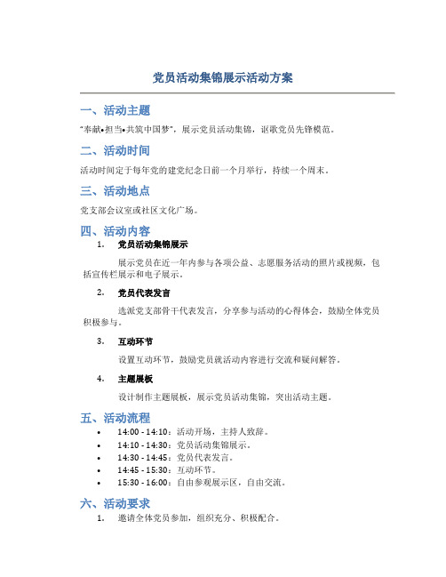 党员活动集锦展示活动方案