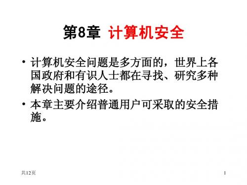 《计算机应用技术基础》第8章 计算机安全