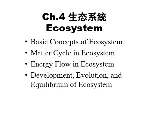 水域生态学：Ecosystem (中文版)