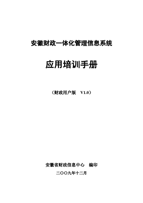 一体化系统用户手册(财政用户版)