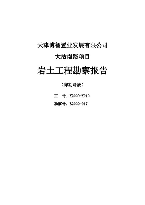 河西区大沽南路地勘报告