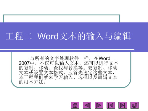 《Office 2007办公应用案例教程》教学课件 项目二  Word文本的输入与编辑