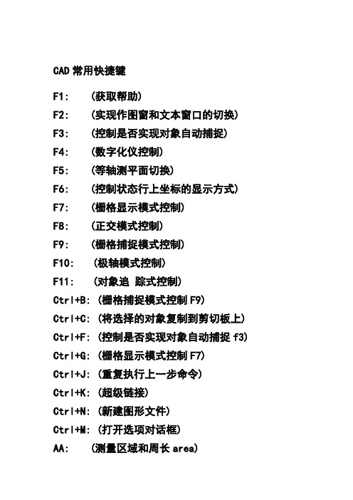 CAD 3D常用快捷键