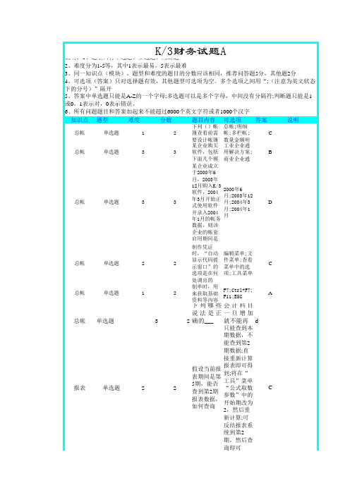 K3财务试题A