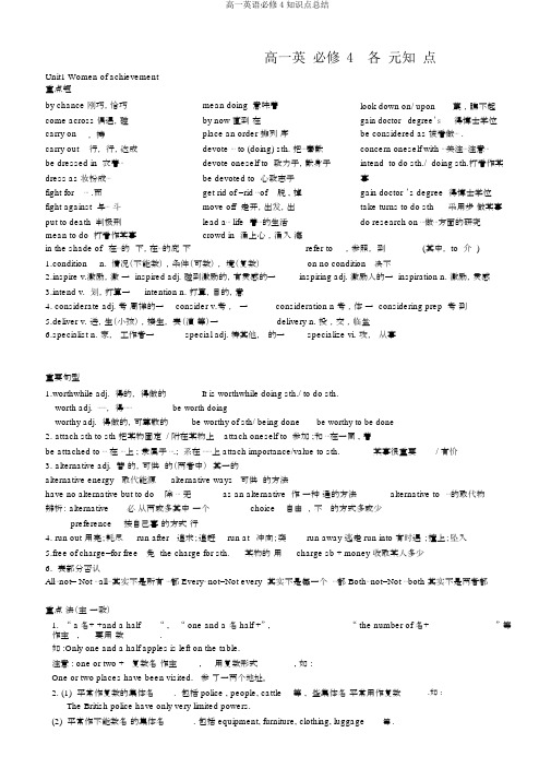 高一英语必修4知识点总结