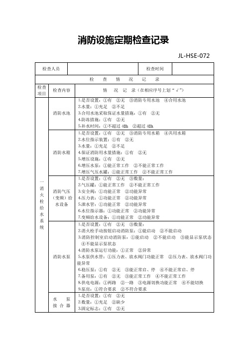 消防设施检查记录表