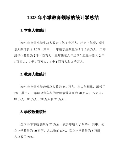 2023年小学教育领域的统计学总结