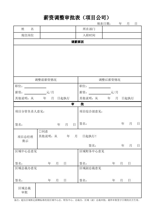 薪资调整审批表