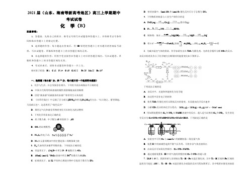 2021届(山东、海南等新高考地区)高三上学期期中考试试卷 化学(B卷)