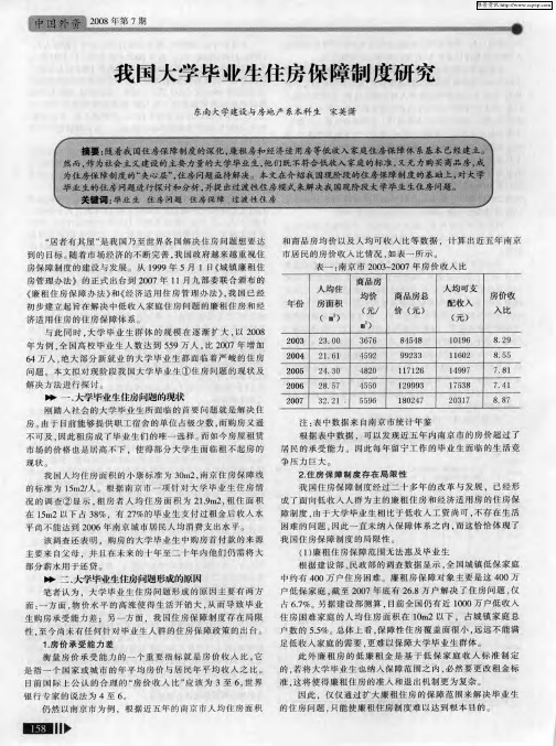 我国大学毕业生住房保障制度研究