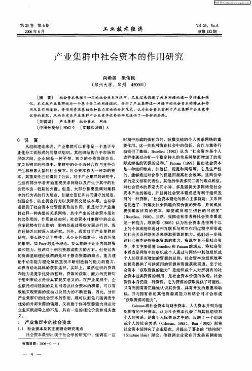 产业集群中社会资本的作用研究