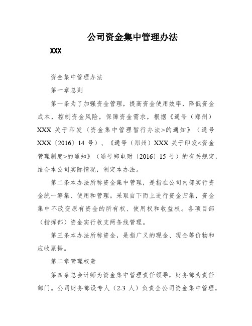 公司资金集中管理办法