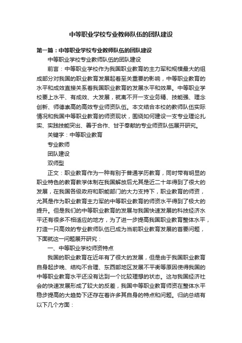 中等职业学校专业教师队伍的团队建设