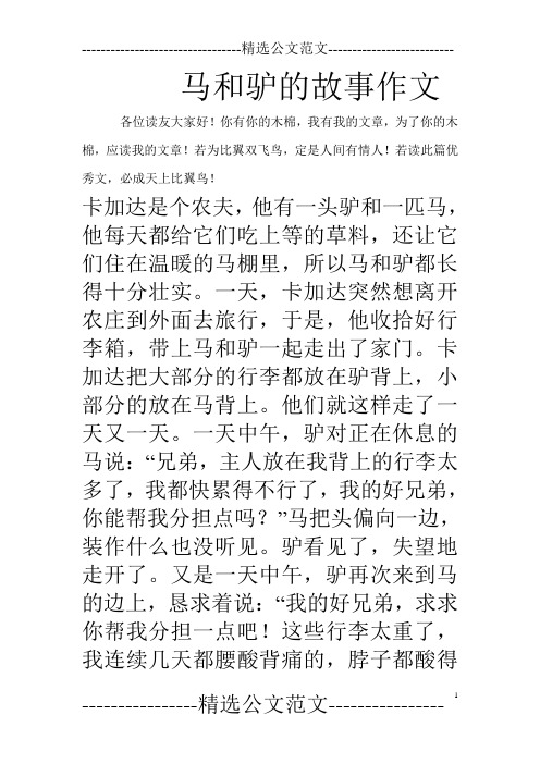 马和驴的故事作文