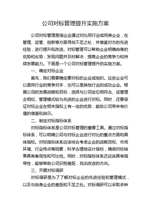 公司对标管理提升实施方案