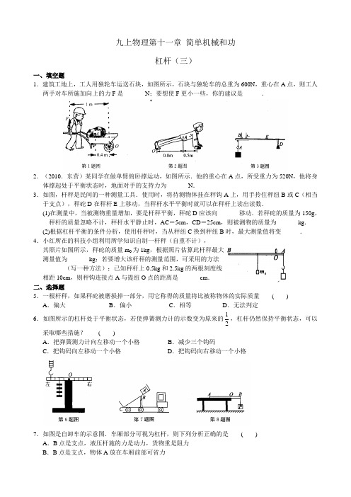 第11章 简单机械和功 杠杆 课时训练(三)