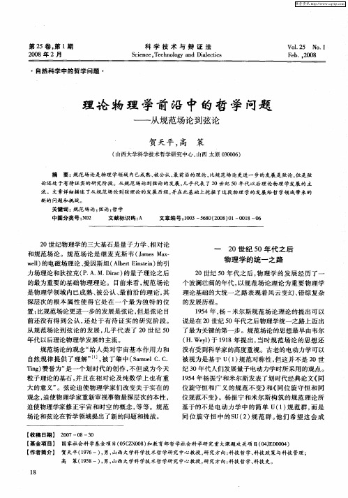 理论物理学前沿中的哲学问题——从规范场论到弦论