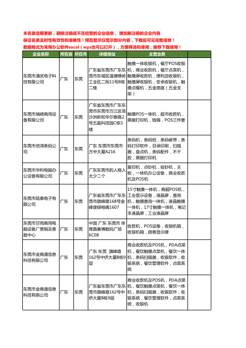 新版广东省东莞收款机工商企业公司商家名录名单联系方式大全54家