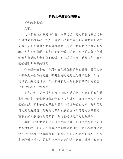 乡长上任表态发言范文