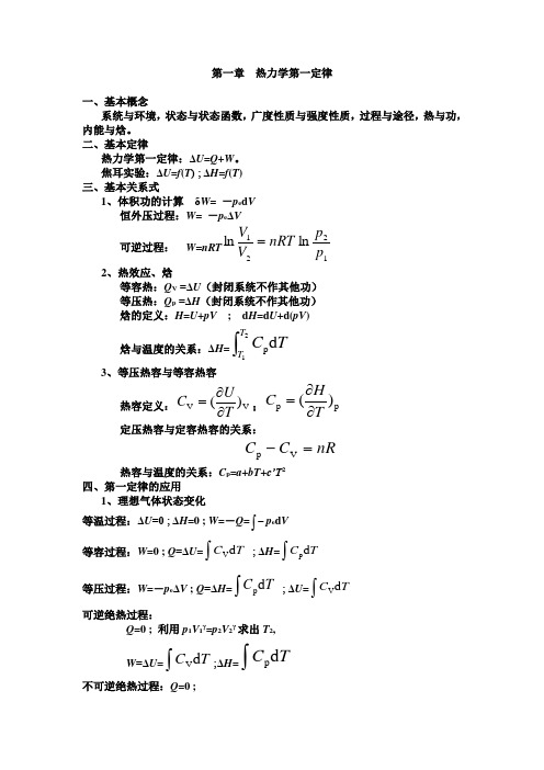 物理化学重要概念公式总结