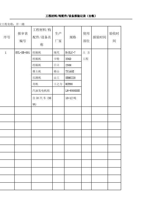 工程材料报验表台账