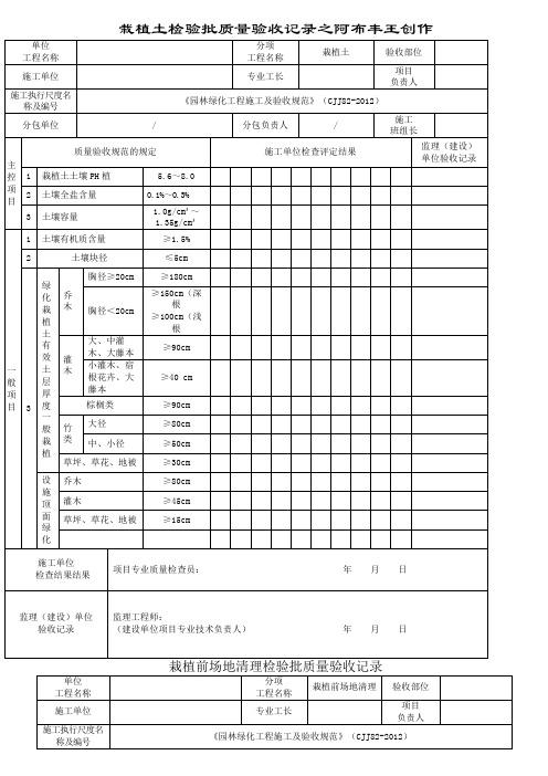 栽植土检验批质量验收记录