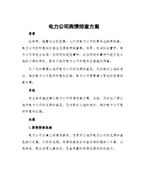 电力公司舆情排查方案