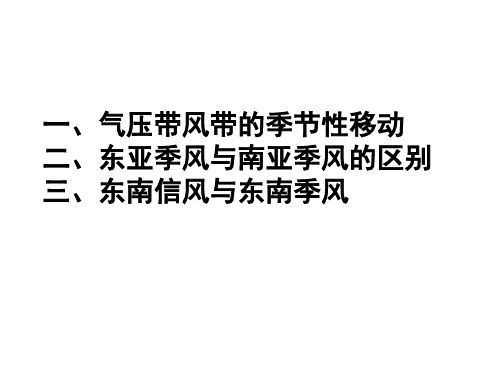 气压带风带的季节性移动和东亚、南亚季风的形成