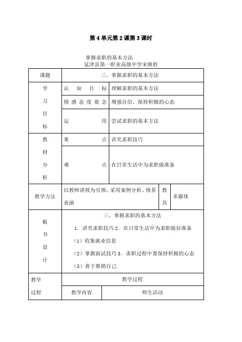 掌握求职的基本方法教案