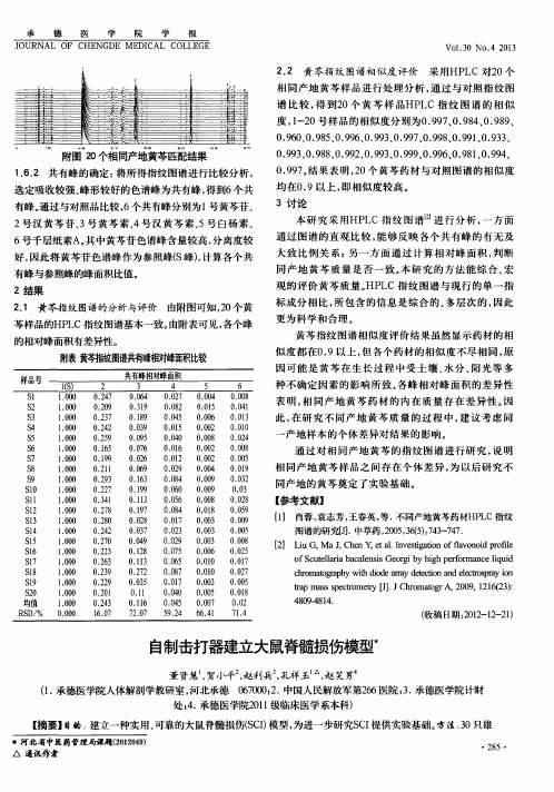 自制击打器建立大鼠脊髓损伤模型