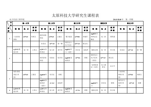 太原科技大学研究生课程表