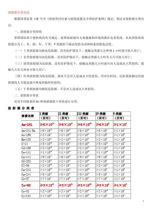 放射源及射线分类办法